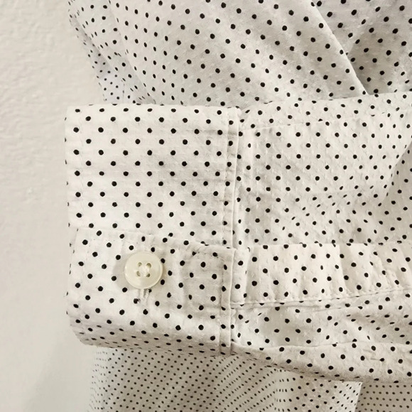 LOFT White and Black Polka Dot Button Down Top Size S - Picture 7 of 9